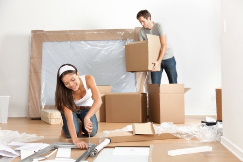 Office removals planning in Elephant and Castle with packed desks and office boxes