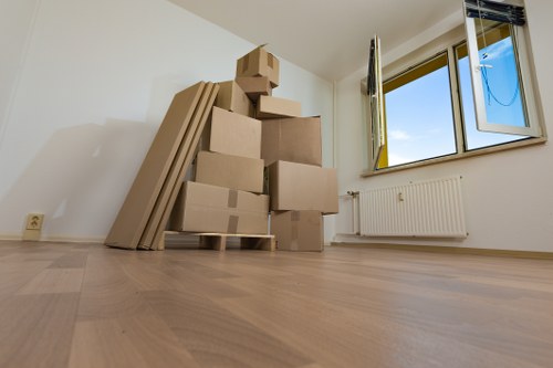 Prepared boxes and furniture ready for a man and van move