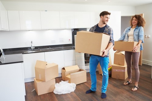 Careful loading of boxes and household items for a local flat move