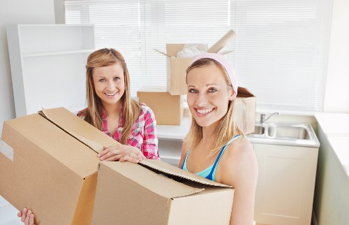 Packed boxes and furniture prepared for local removals