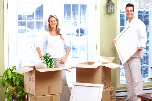 Boxes and furniture being loaded for a local South London house move